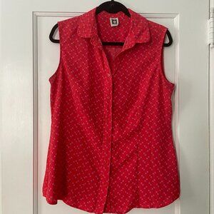 Anne Klein Hot Pink Sleeveless Button Up Shell Top